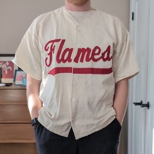 Vintage Cream and Red Flames Jersey